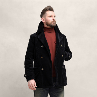 西里布黑色双排扣灯芯绒夹克西服大衣外套咔叽美式 复古休闲非rrl