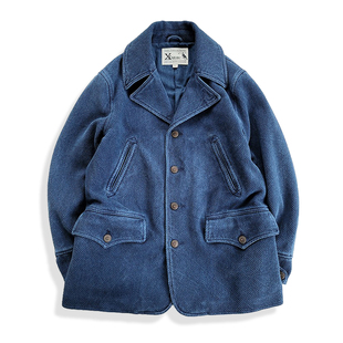 西里布蓝染全棉剑道夹克西服外套咔叽复古休闲非rrl porterclassi