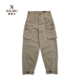 宽松休闲多袋裤 西里布纯棉地勤工装 裤 咔叽日系复古硫化染水洗做旧