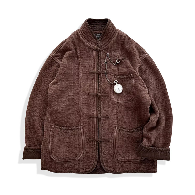 西里布中式复古盘扣立领唐装外套 咔叽汉服中国风 非porterclassi,男装,唐装,淘宝优惠券,粉丝福利购,淘宝优惠卷