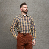 经典 复古格子长袖 衬衫 西里布美式 休闲百搭水洗拔染衬衣外套男新款