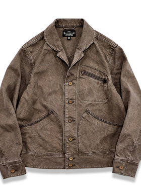 西里布美式复古青果领夹克衫男农场主短款全棉帆布工装外套非rrl