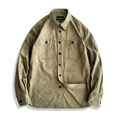 西里布全棉卡其色美式 非rrl 男咔叽水洗印花新品 复古休闲长袖 衬衫