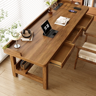 挡条挡板桌底隔板带抽屉书桌家用电脑桌电竞桌实木实心学生学习桌