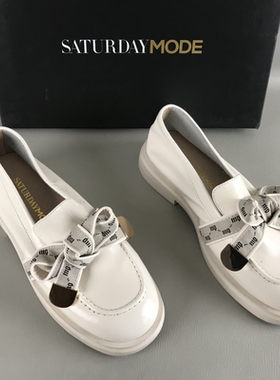 34.35码SATURDAYMODE女鞋撤柜捡漏春秋季一脚蹬百搭英伦风乐福鞋