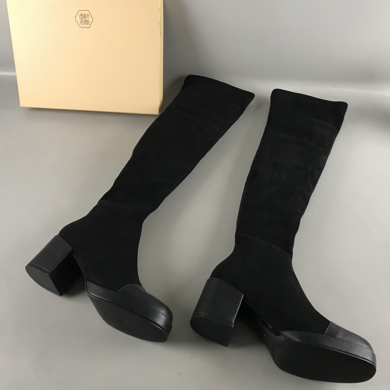 西村名物正品女靴断码撤柜套筒过膝欧美风长筒靴百搭弹力瘦瘦靴冬,女鞋,时装靴,淘宝优惠券,粉丝福利购,淘宝优惠卷