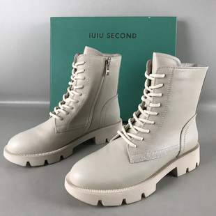 撤柜秋冬侧拉链厚底英伦风马丁靴真皮短筒靴 女靴断码 37.38码 正品