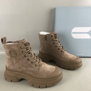 时尚马丁靴品牌comely/康莉女靴断码撤柜秋冬猪皮百搭厚底高帮鞋