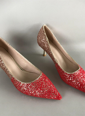 34.35码孤品高蒂正品清仓撤柜处理新娘婚鞋气质百搭时尚高跟鞋女