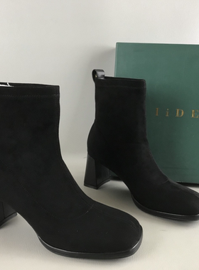 34.35码我形我束女靴断码撤柜秋冬套筒黑色高跟时装靴优雅短筒靴