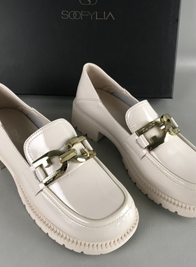 38.39码SOOFYLIA/姝菲女鞋断码撤柜春夏厚底时尚乐福鞋英伦风单鞋