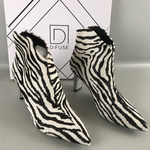 35.36码D：Fuse/迪芙斯女靴断码撤柜秋冬牛毛皮欧美风高跟时装靴