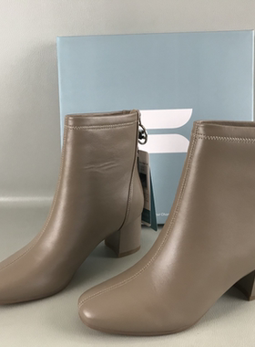 35.40码comely/康莉女靴断码撤柜冬季加绒里法式风真皮高跟时装靴