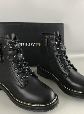 35.38码SATURDAYMODE女靴清仓撤柜秋冬百搭马丁靴真皮时尚短筒靴