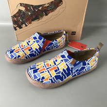 uin彩绘旅行鞋休闲一脚蹬手工帆布鞋舒适轻便平底懒人鞋子男鞋