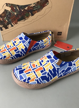 uin彩绘旅行鞋休闲一脚蹬手工帆布鞋舒适轻便平底懒人鞋子男鞋