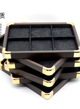 国潮宫廷风玉器翡翠绿松石文玩看货摆盘高档黑色烤漆珠宝看货摆盘