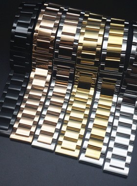 适用LUONENG罗能LW six表带三珠精钢不锈钢实钢金属卡扣原款腕带