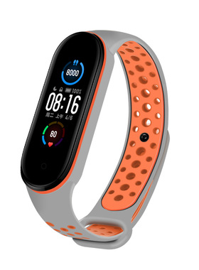 适用小米6腕带 小米手环5硅胶双色表带 耐克运动手表带miband7
