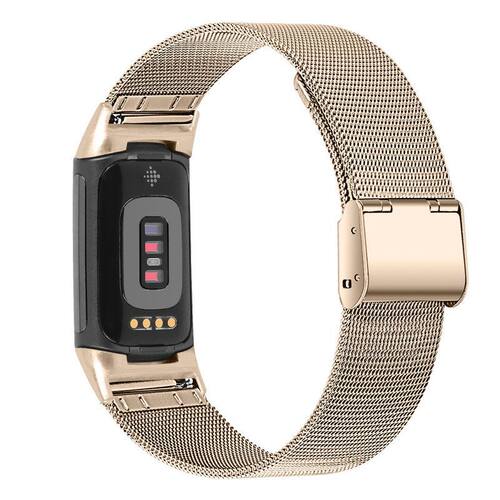 适用fitbit charge5/6不锈钢手表带 charge2/3/4卡扣米兰手表带
