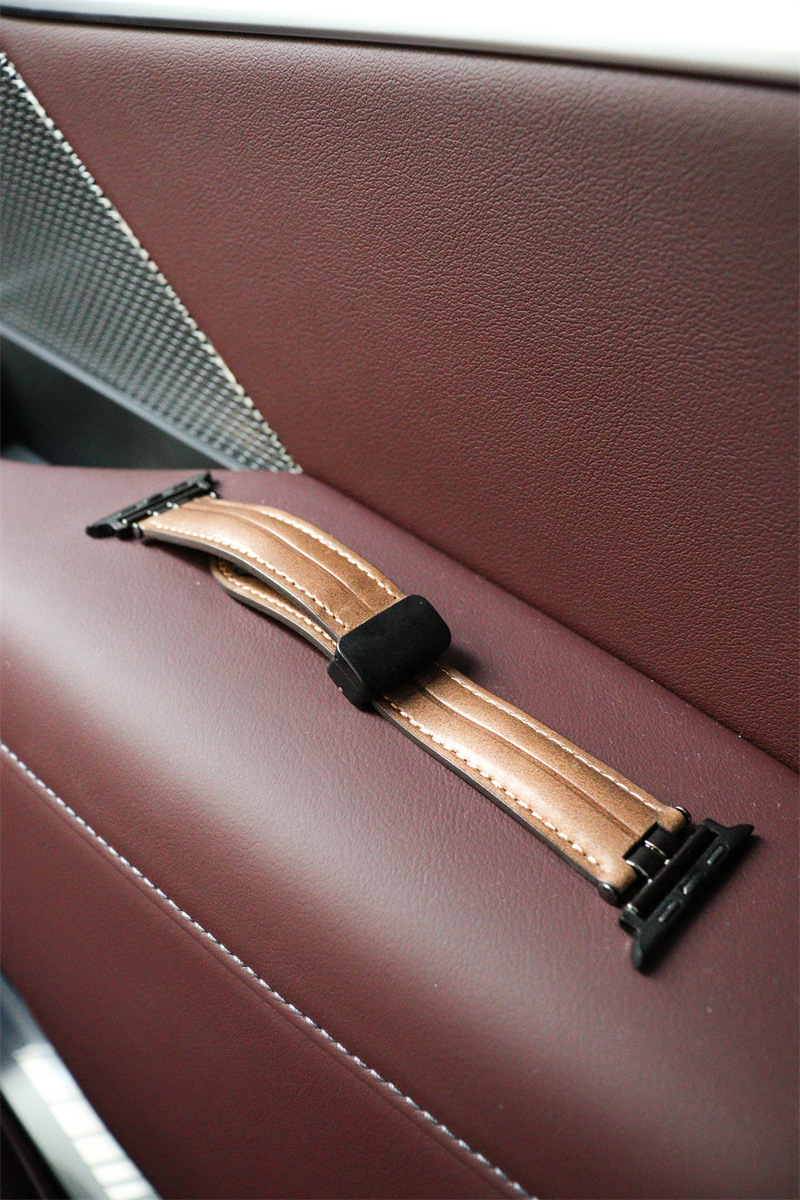 适用Ultra苹果手表S8牛皮applewatch7serises6/5表带疯马iwatch3