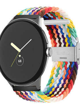 适用谷歌手表pixel watch2编织弹力手表带pixel watch1可调节分体