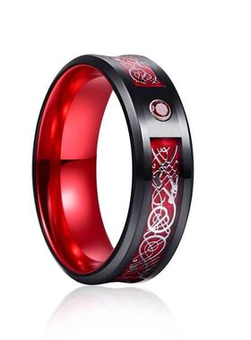 标准美码双色龙纹钨钢戒指金属