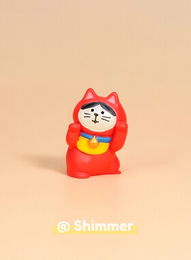 创意可爱招财猫红色车载桌面摆件