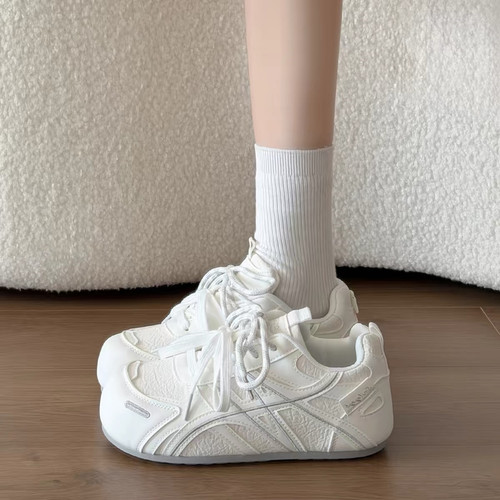 厚底百搭小白鞋女德训鞋面包鞋子