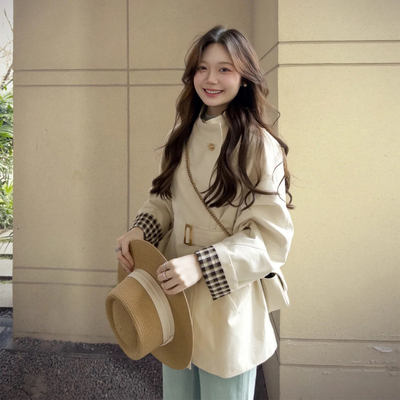 系带收腰通勤女春秋中长风衣外套