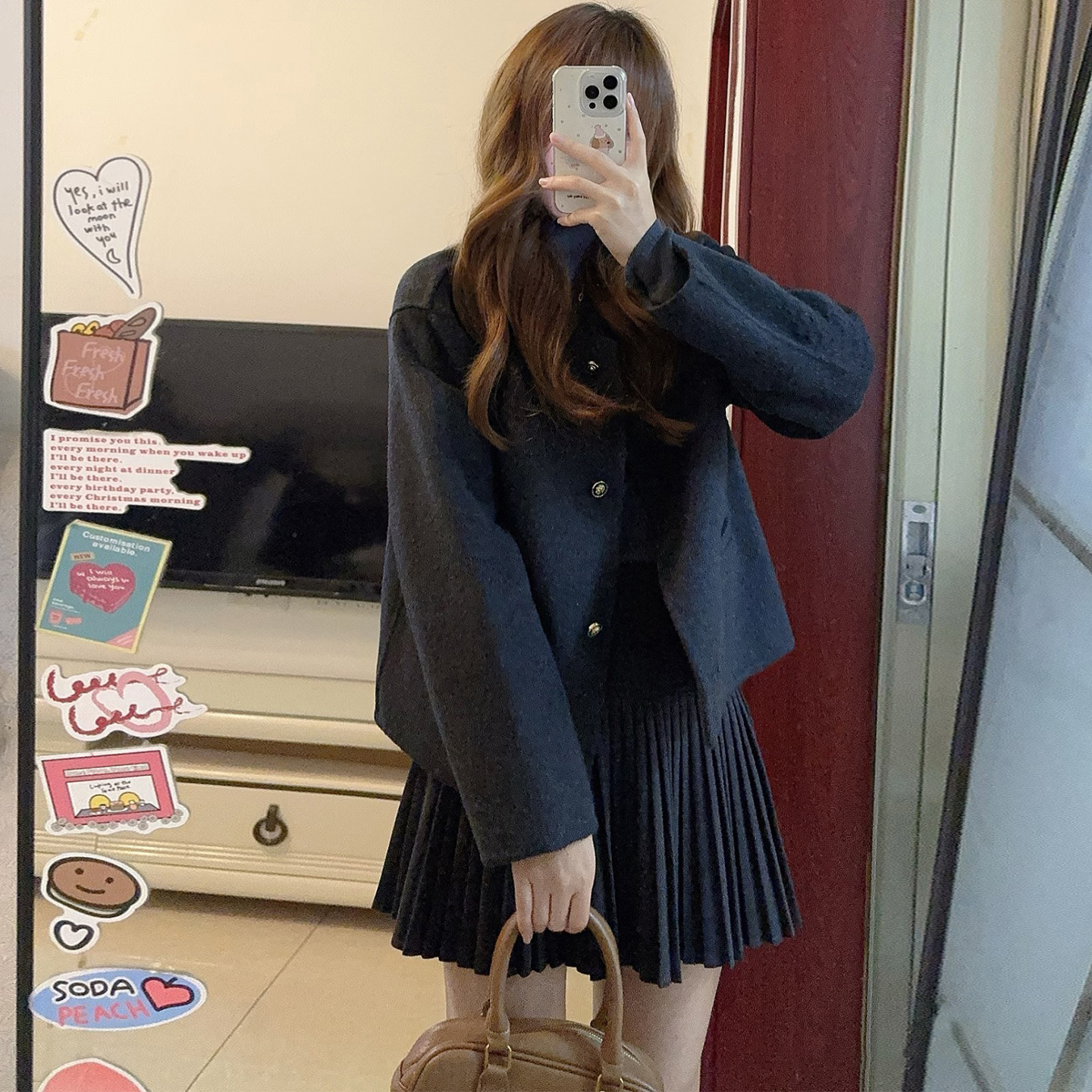 小个子单排扣气质百搭呢子大衣