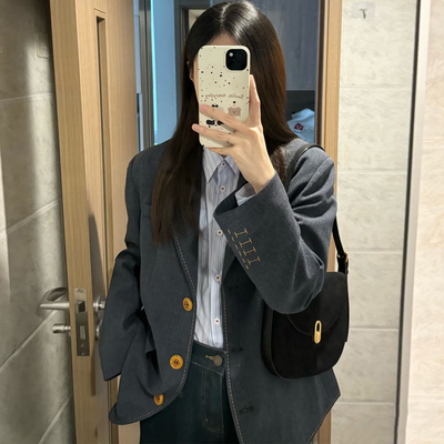 小个子设计感小众廓形西装外套女