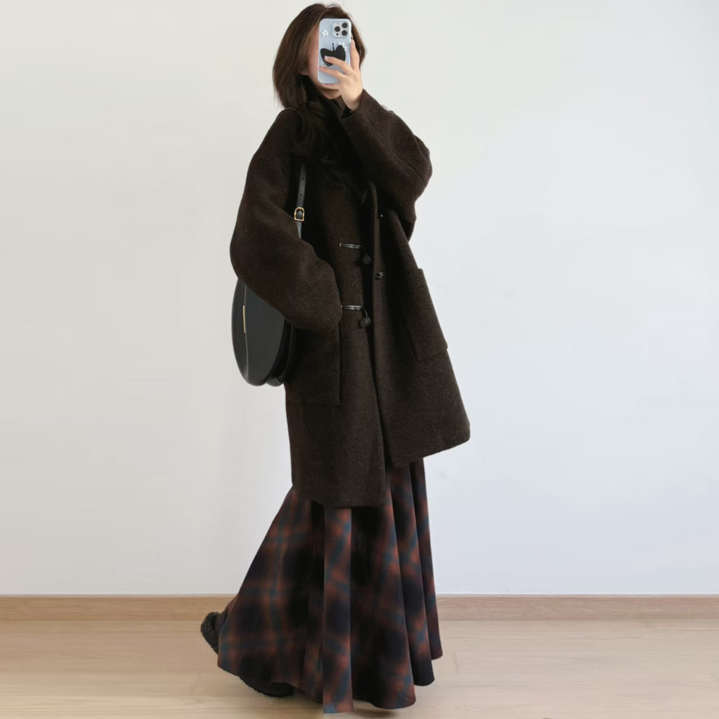 小个子中长款宽松老钱风毛呢外套