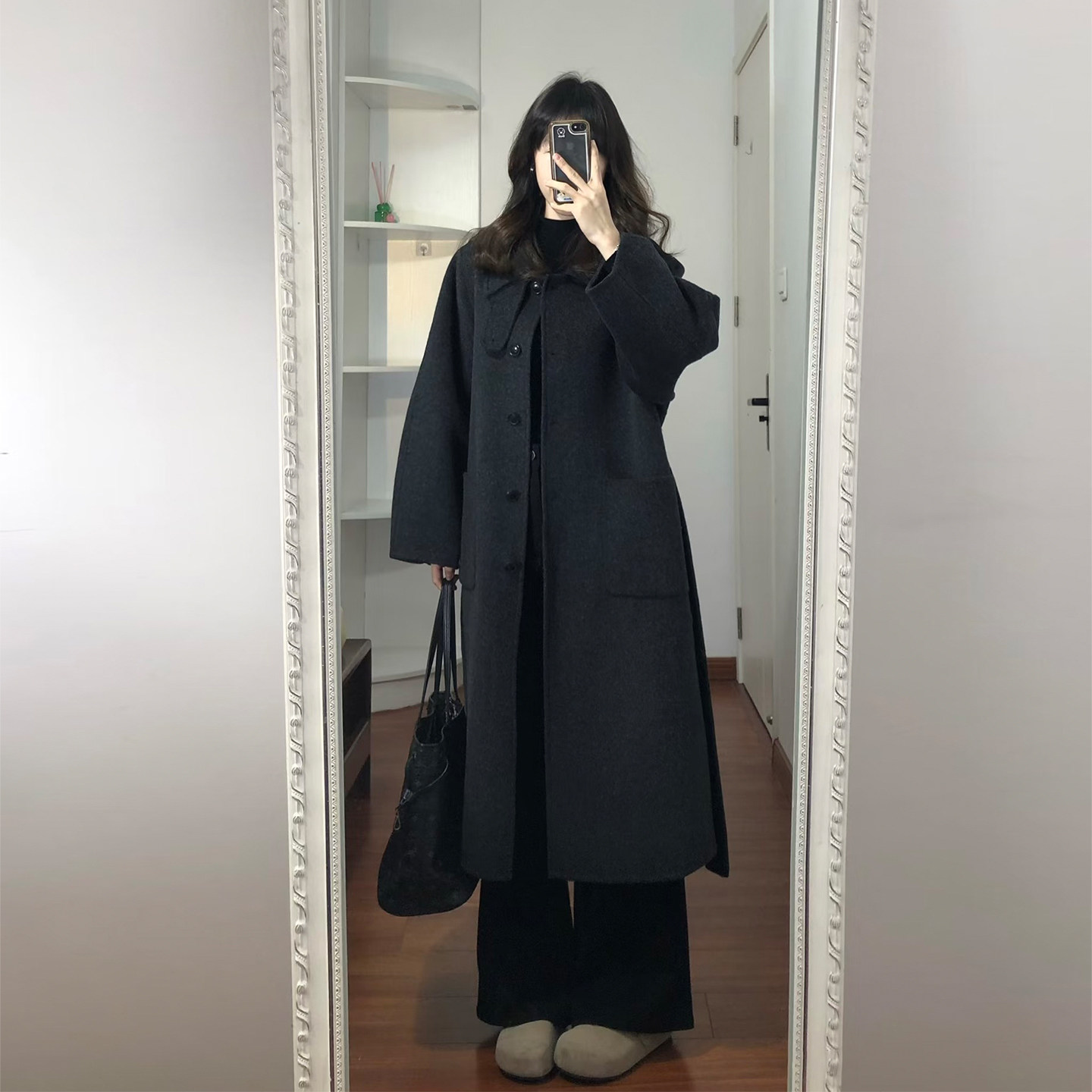 复古灰色单排扣毛呢大衣女小个子中长款翻领显瘦高级感通勤风外套,女装/女士精品,毛呢外套,淘宝优惠券,粉丝福利购,淘宝优惠卷