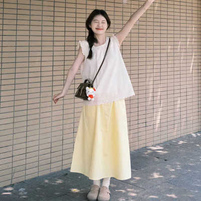 背心小衫半身裙两件套装飞飞袖