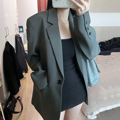 灰色西装外套女2022年秋季新款