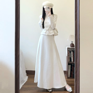 民国风重工富贵千金小香风呢子套装女秋冬装韩版上衣半身裙两件套