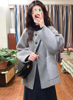 高级感灰色短款毛呢外套女春秋装新款韩版小个子宽松显瘦呢子大衣