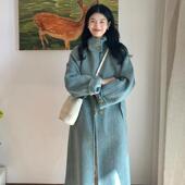 特价 毛呢外套上衣韩系女小个子宽松呢子大衣 新款 复古中长款 冬季