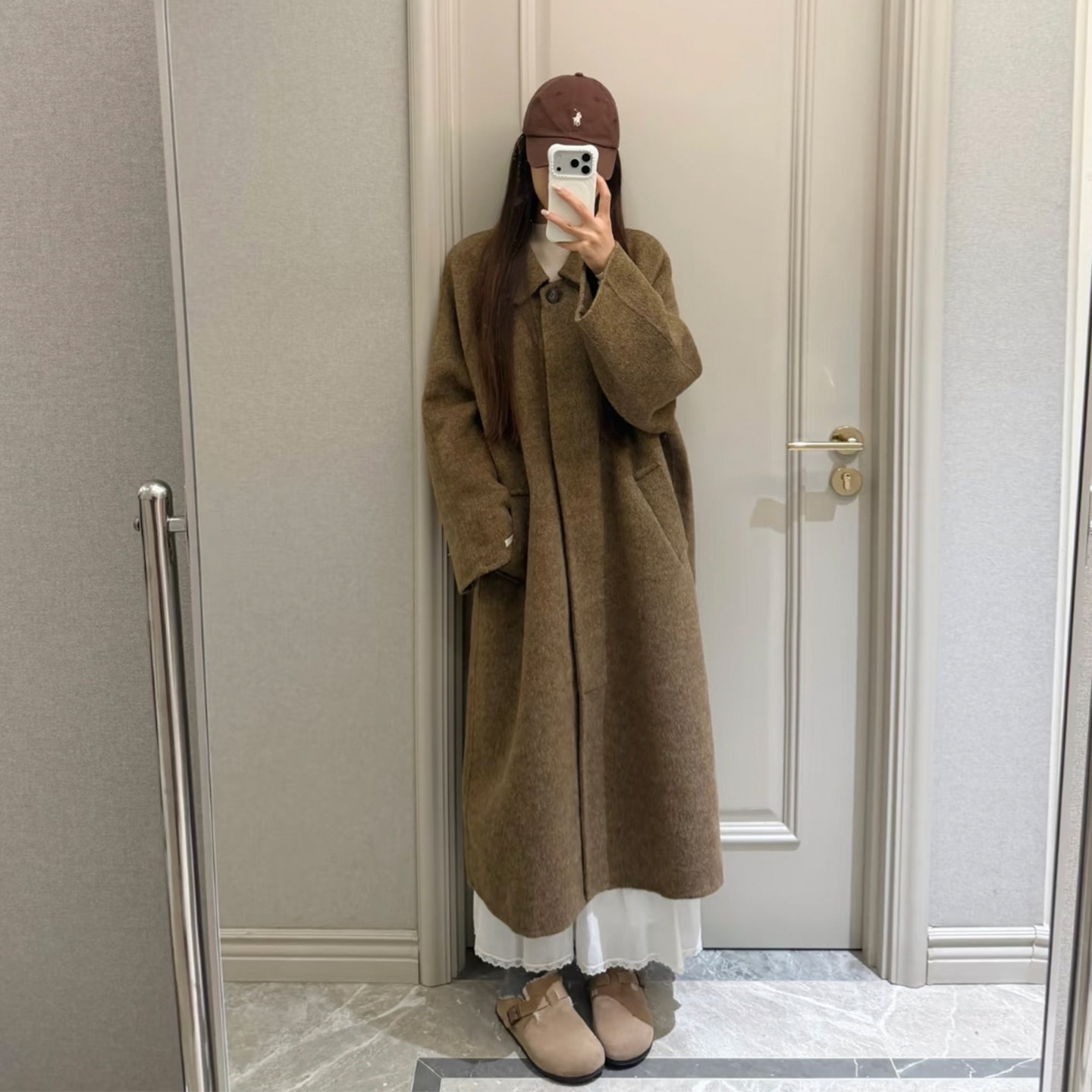复古风气质通勤毛呢外套女秋冬季中长款翻领宽松百搭显瘦气质大衣