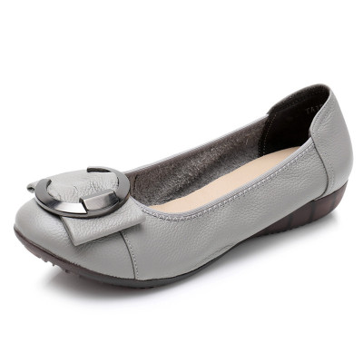 真皮春秋牛皮单鞋 妈妈鞋软底女鞋 舒适平底单鞋  1871