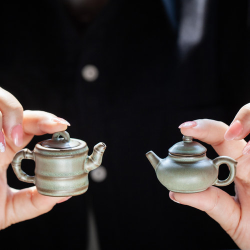 粗陶迷你指尖壶茶宠摆件袖珍仿古