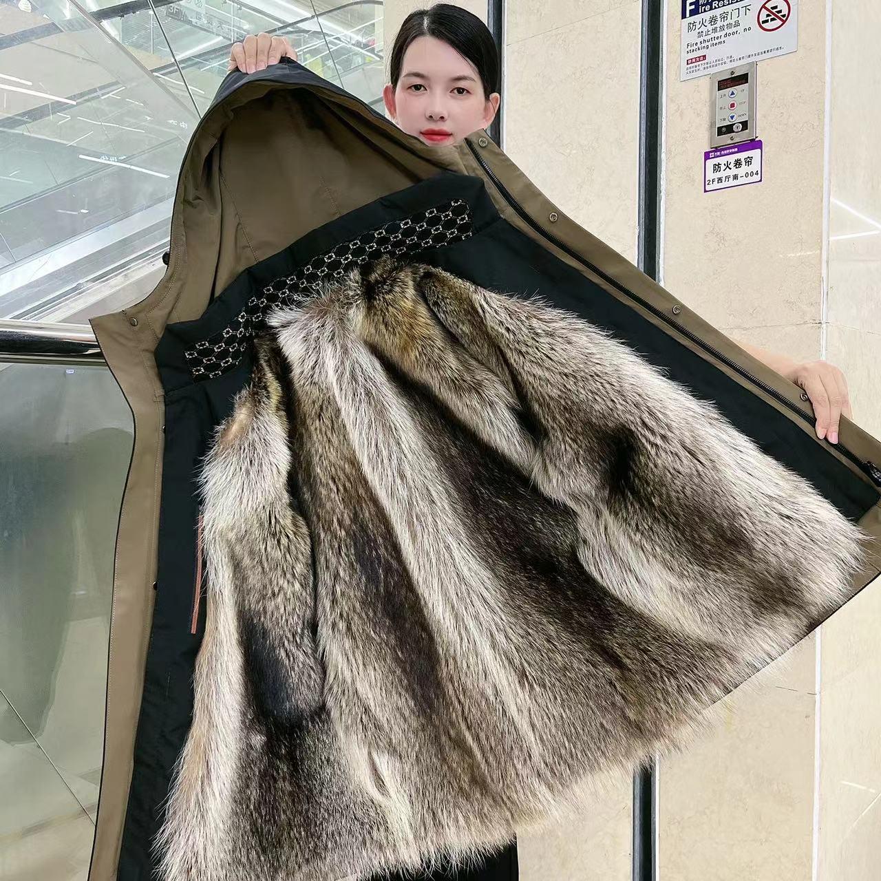 商务休闲可拆貉子毛皮草派克服