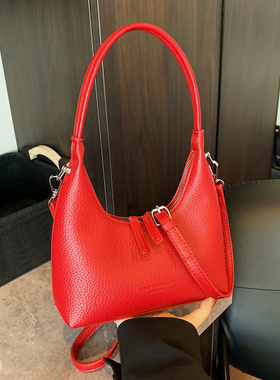 超火红色手提腋下包包女式2025新款婚包女新娘小包轻奢小众高级感