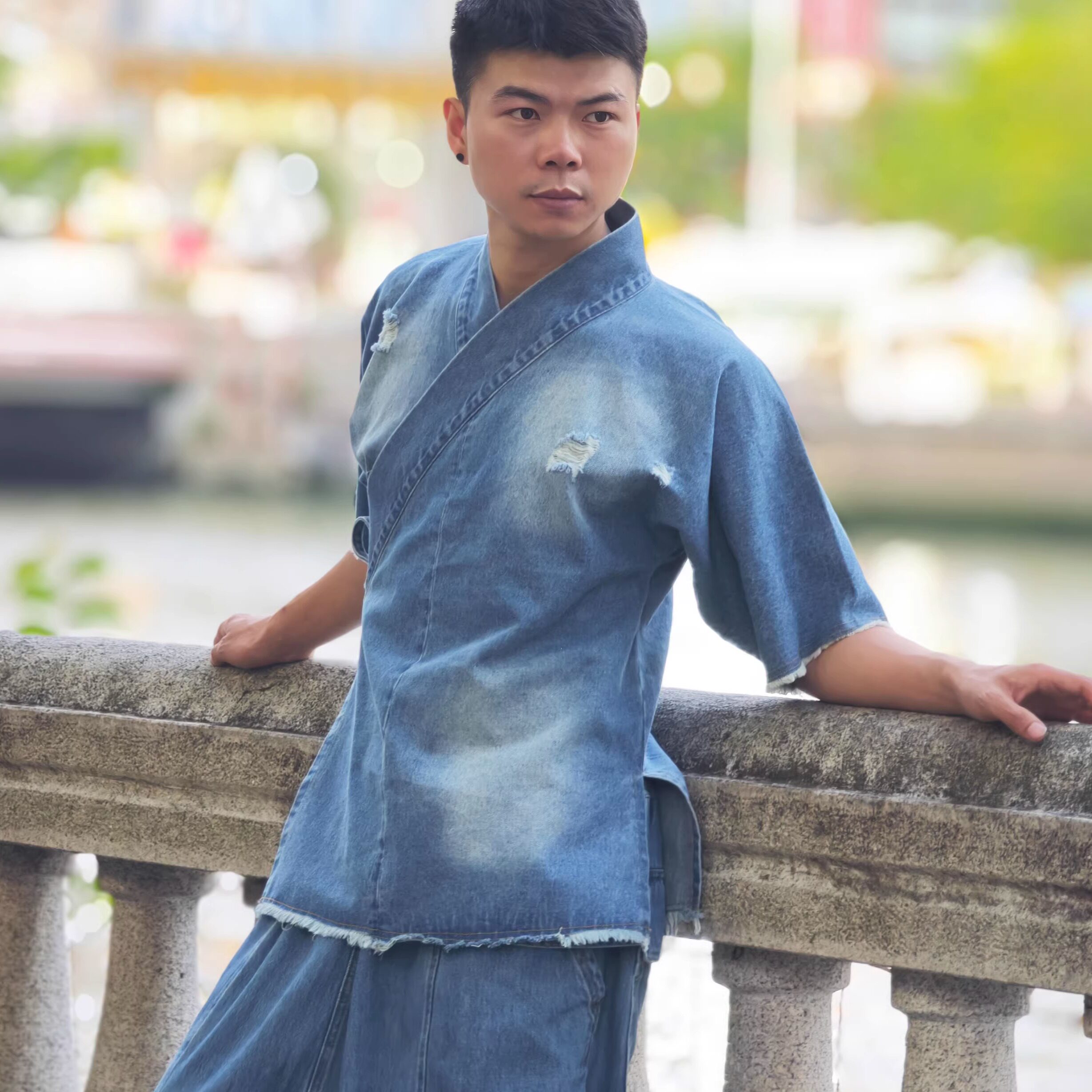 日常时尚牛仔汉服短袖上衣