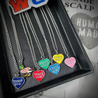 合金男女鸭子爱心项链七彩