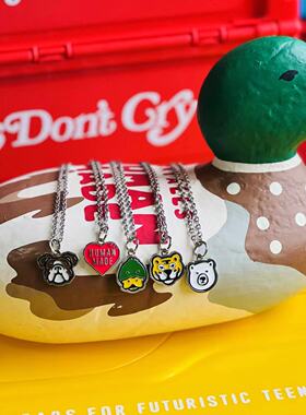 不锈钢长链王嘉尔同款动物头项链