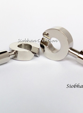 316L钛钢项链吊坠手工DIY不锈钢双环项圈坠子皮绳配件简易连接扣