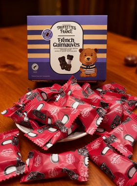 法国进口Truffettes乔慕小熊棉花糖夹心黑巧克力160g年货新年礼物