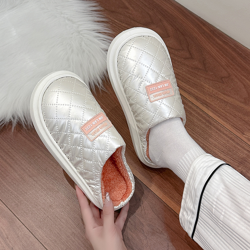 棉拖鞋男士秋冬季室内家居家防滑厚底踩屎感EVA防水保暖情侣拖鞋